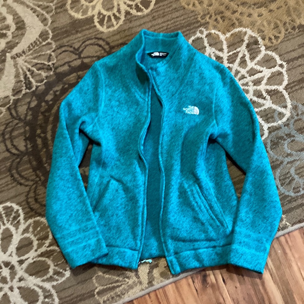 Teal The North face zip up jacket